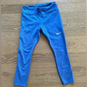 Women's Nike Fast Running Midrise Leggings Dri-Fit Drawstring Blue Size Medium